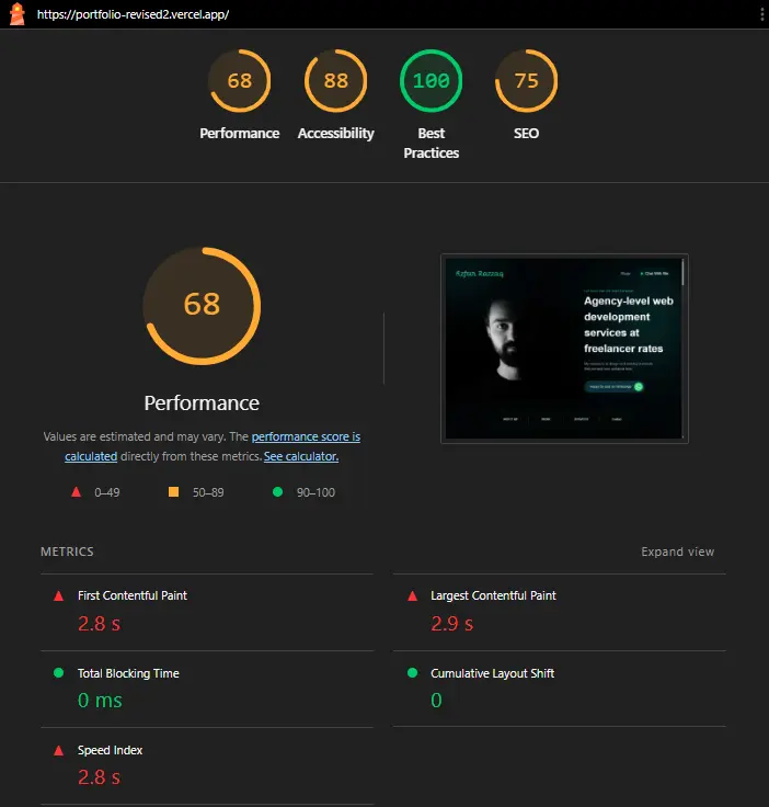 Lighthouse Desktop Performance Score